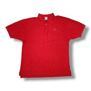 Vintage Nike Red 90's Polo Shirt Short Sleeve White Tag Size Large Swoosh Logo